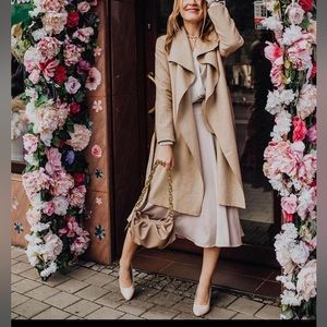 Free Myself Open Front Wool-Blend Coat in Sand